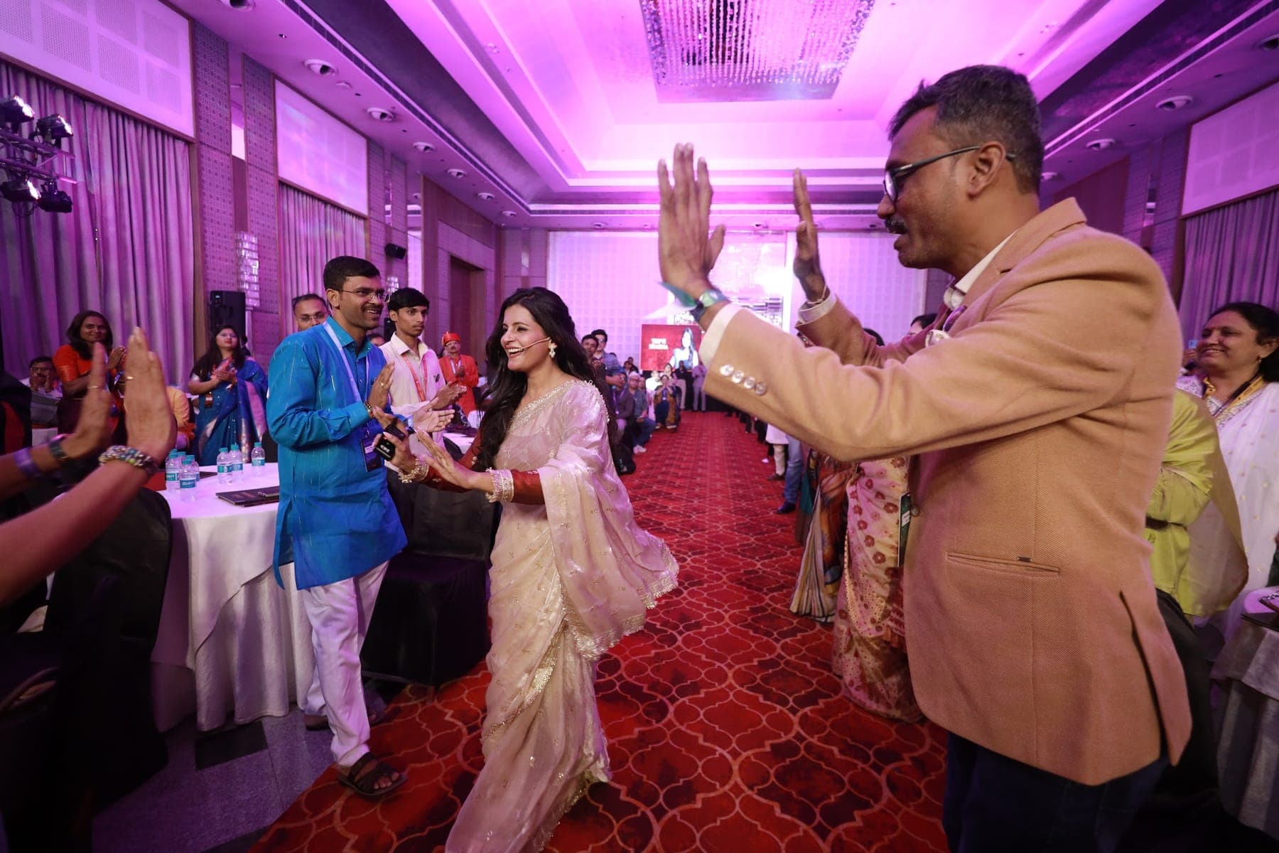 Tripti celebrating with the audience